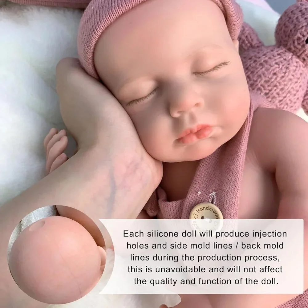 🆕18 inch Lifelike Full Silicone Baby Doll Girl Open Mouth Realistic Reborn Doll